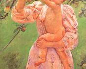 宝贝摘苹果 - 玛丽·史帝文森·卡萨特